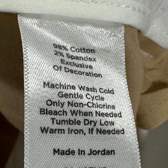 Talbots Pants Womens 14 Relaxed Chino Crop White Cotton Stretch Side Stripe Zip - Picture 6 of 6